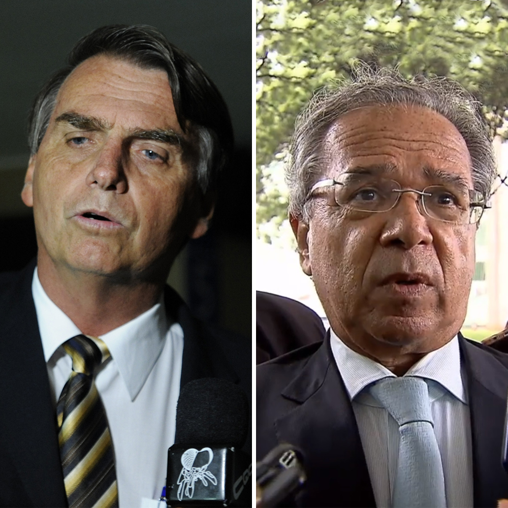 Bolsonaro e Paulo guedes sendo entrevistados