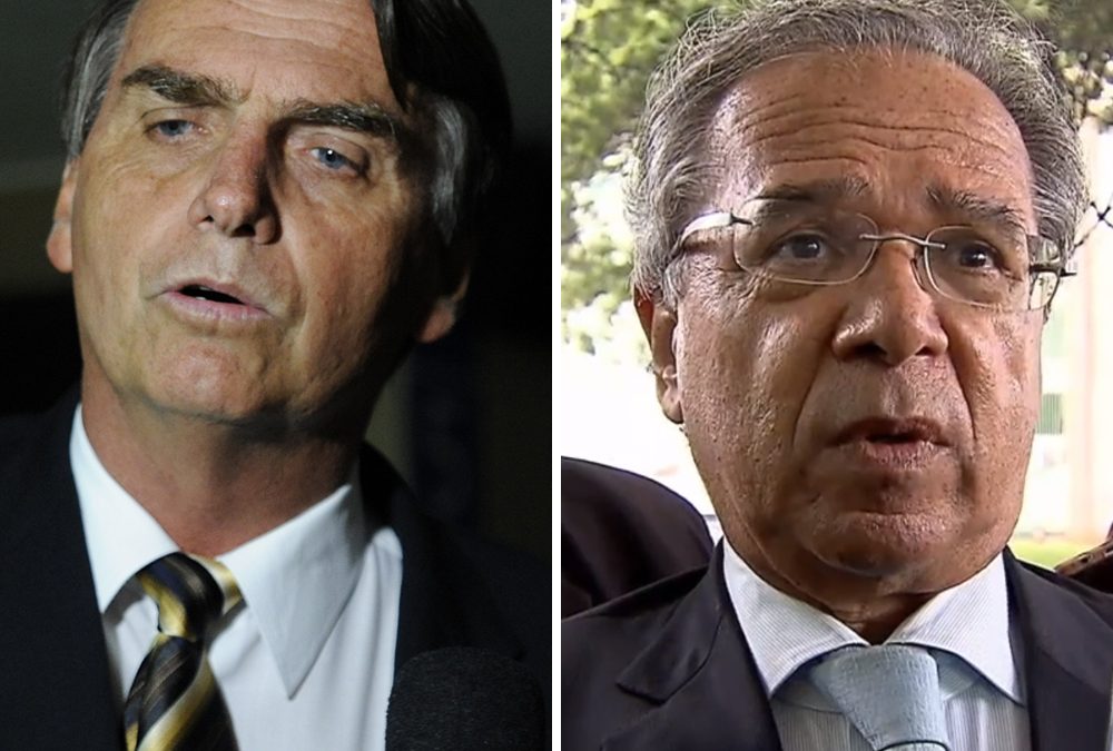 Bolsonaro e Paulo guedes sendo entrevistados